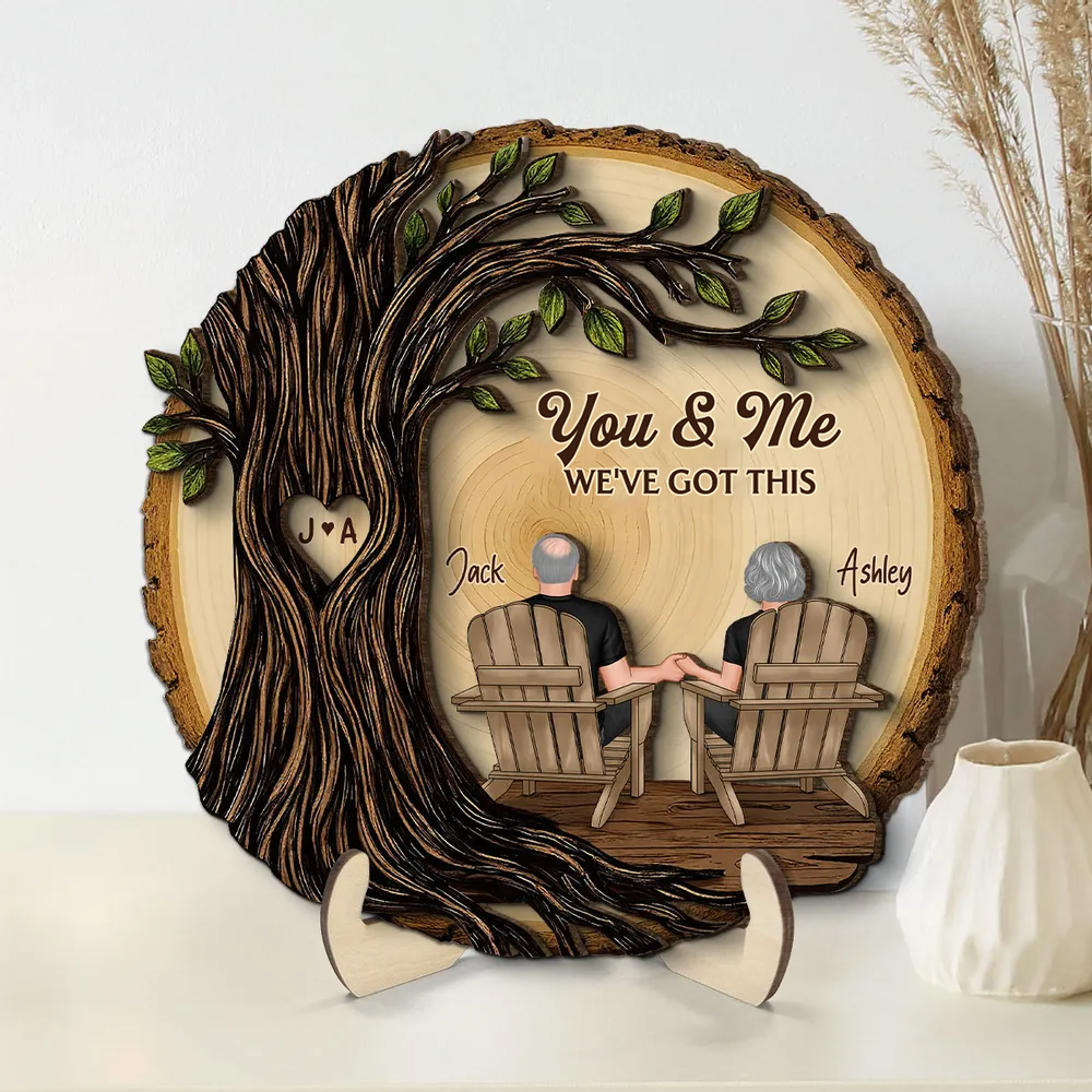 Personalised Couple Layered Wooden Plaque - Tree Design