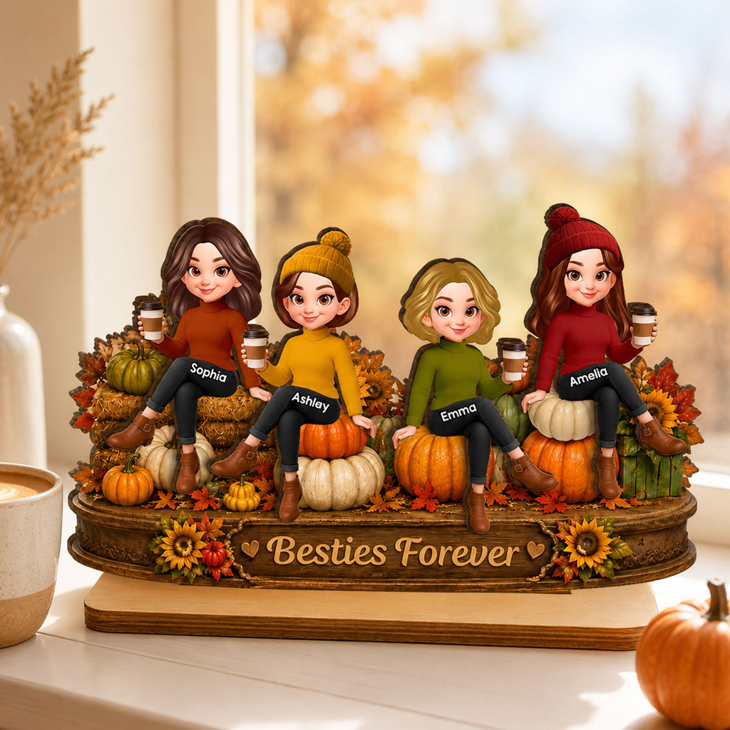 Personalised Best Friends Wooden Plaque - Pumpkin Design