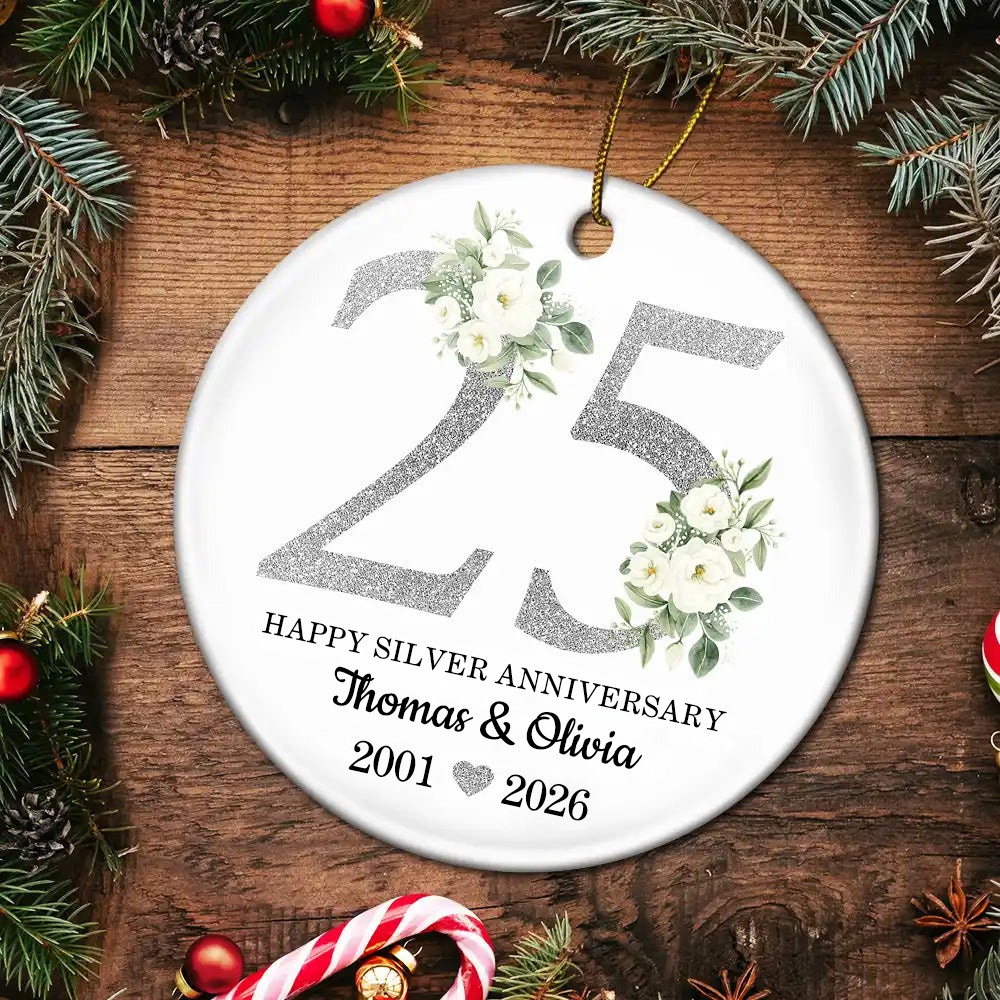 Personalised Wedding Anniversary Ceramic Ornament with Number & Name