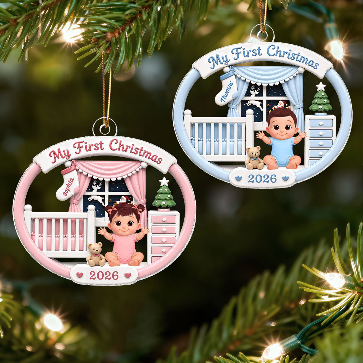 Personalised Baby Acrylic Christmas Ornament - My First Christmas