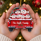 Personalised Family Acrylic Christmas Ornament with Names & Text - Snowman Design