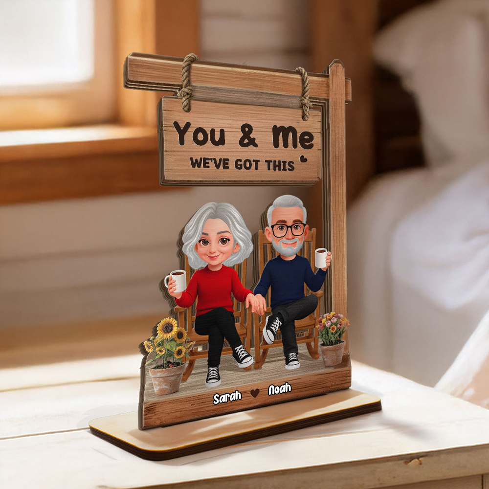 Personalised Couple Layered Wooden Plaque with Text