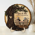 Personalised Couple Layered Wooden Plaque - Tree Design
