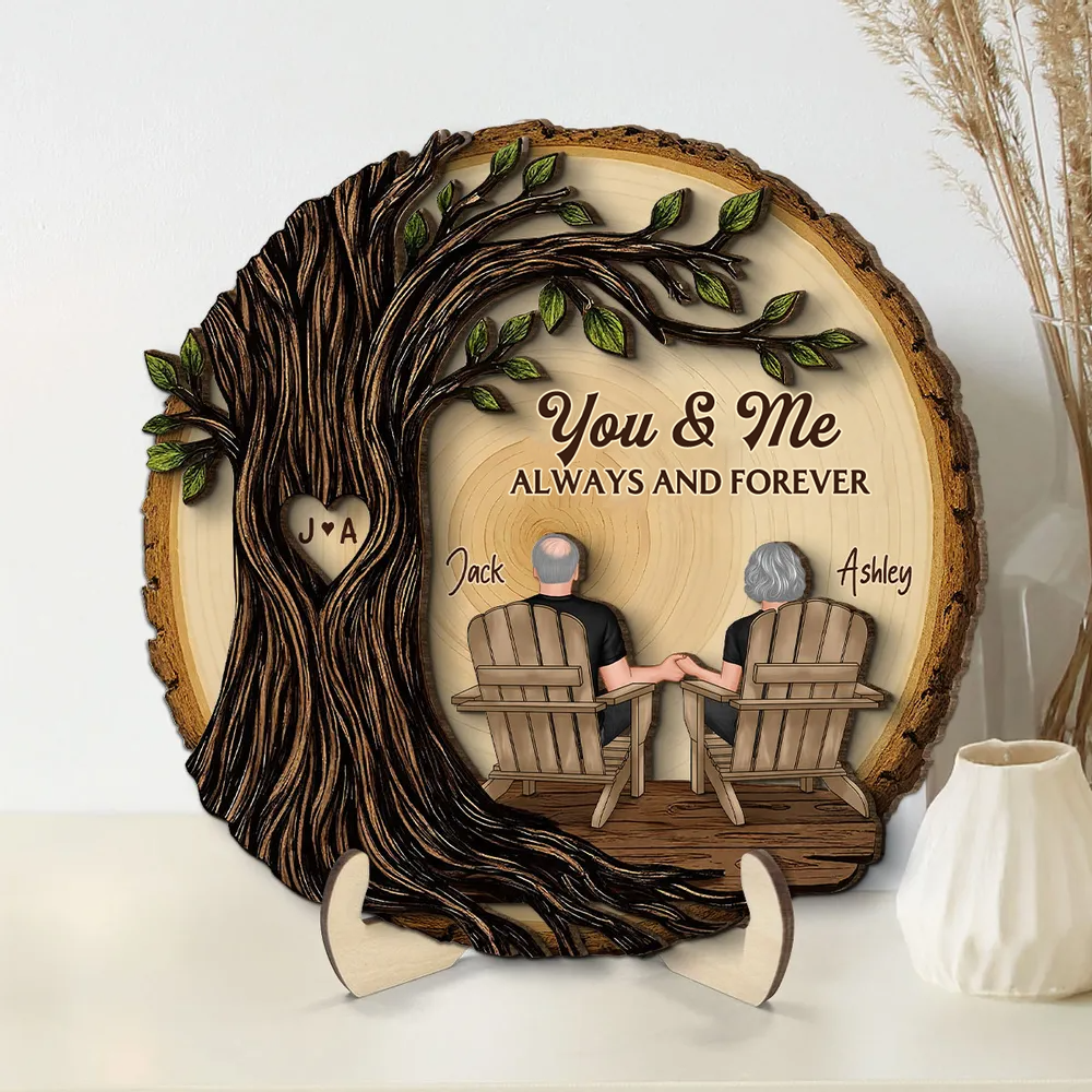 Personalised Couple Layered Wooden Plaque - Tree Design