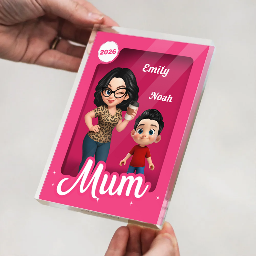 Personalised Pink Freestanding Acrylic Plaque - Mum/Grandma with Children Design