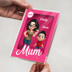 Personalised Pink Freestanding Acrylic Plaque - Mum/Grandma with Children Design