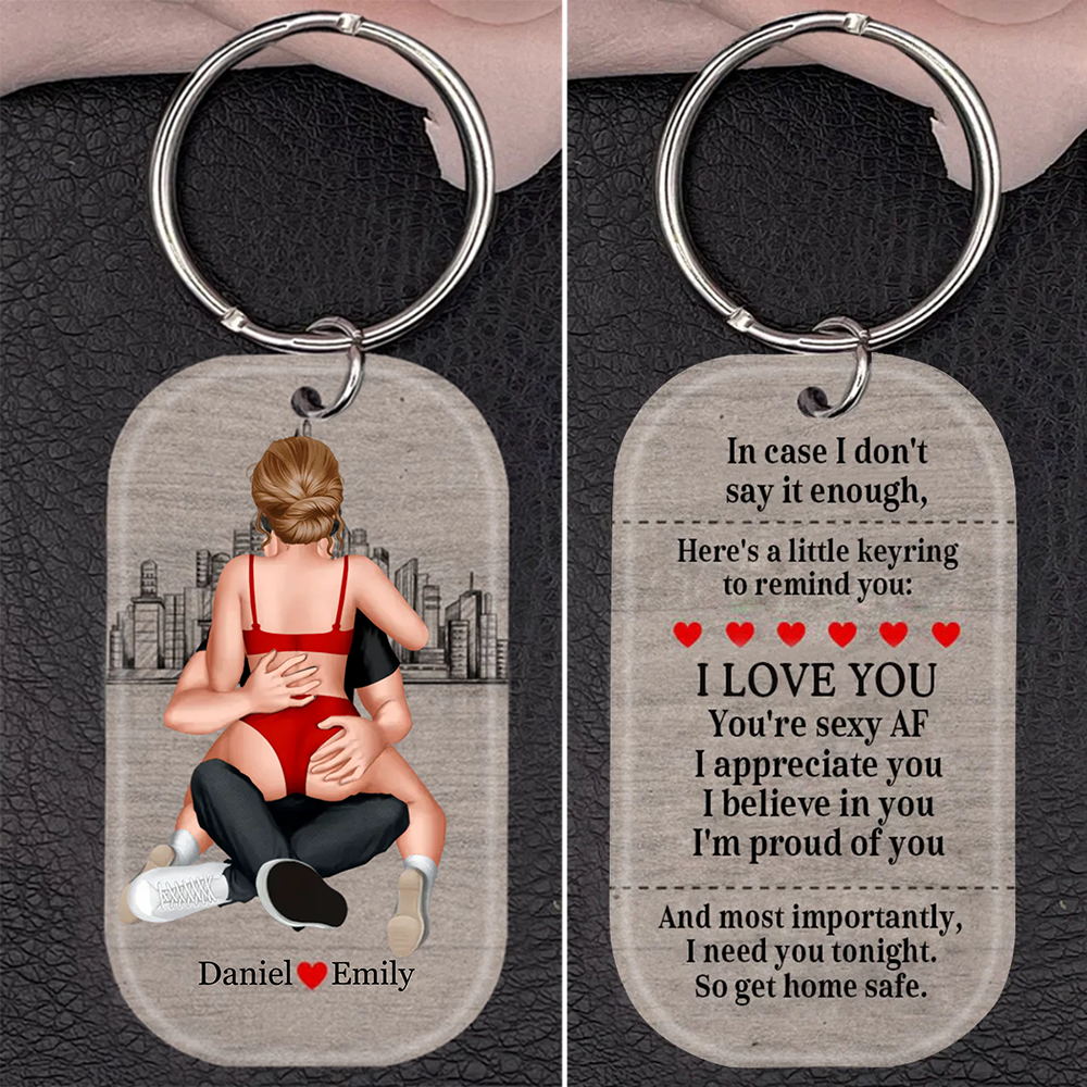 Personalised Couple Arylic Keyring - Couple Hugging Design