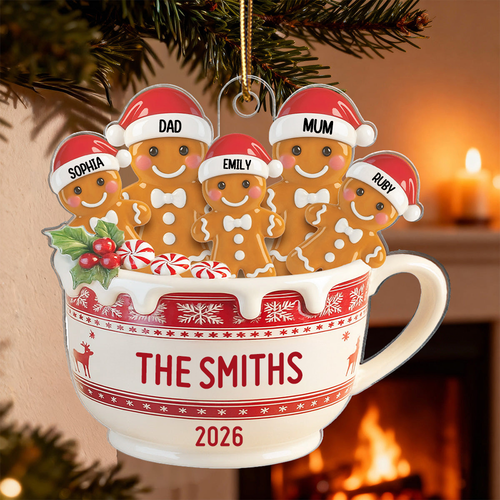 Personalised Acrylic Christmas Ornament - Gingerbread Man Design