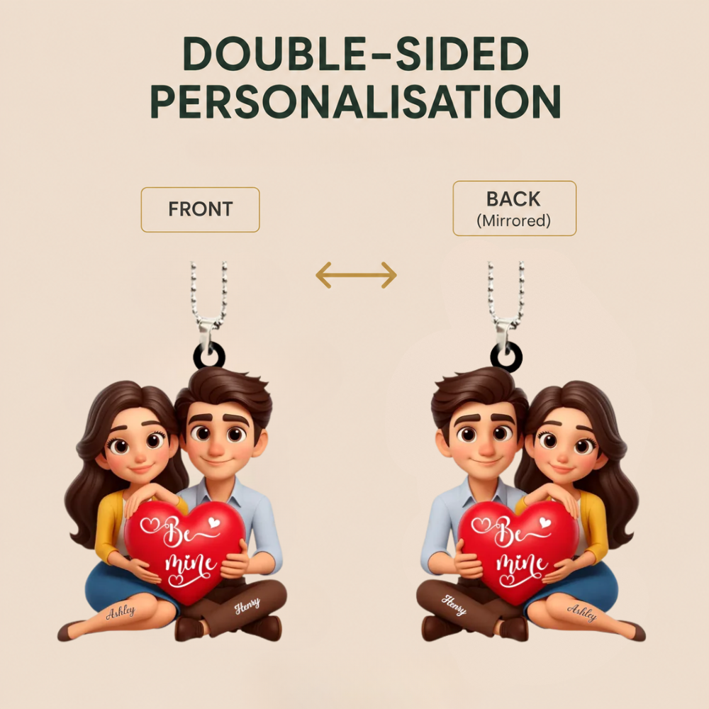 Personalised Acrylic Car Ornament for Couples - Be Mine