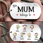 Personalised Stainless Steel Keyring with Children’s Names & Icons - This...belongs to Design