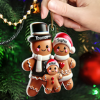 Personalised Family Acrylic Christmas Ornament with Names - Gingerbread Man Design