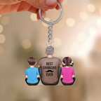 Personalised Acrylic Keyring -  Dad & Children Design