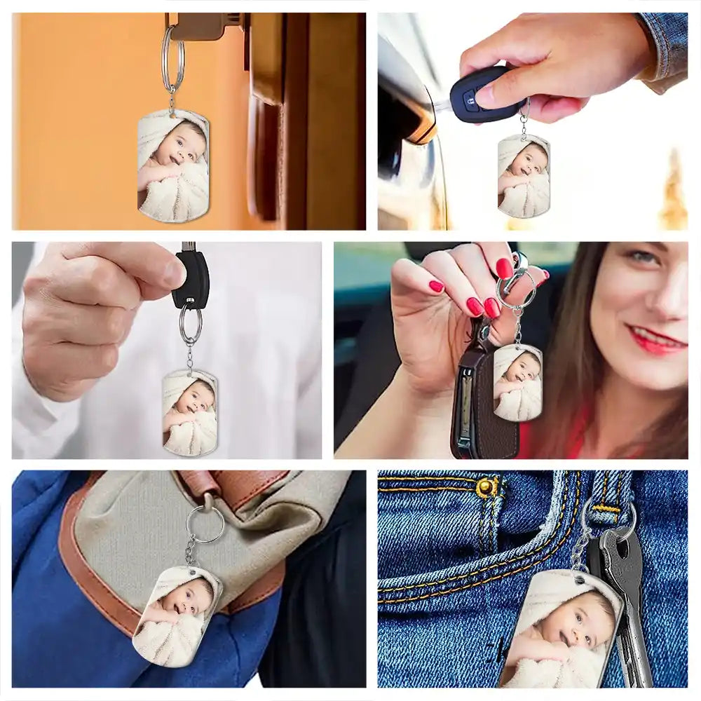 Personalised "The Moment you Became my..." Keyring with Photo - Clock Design