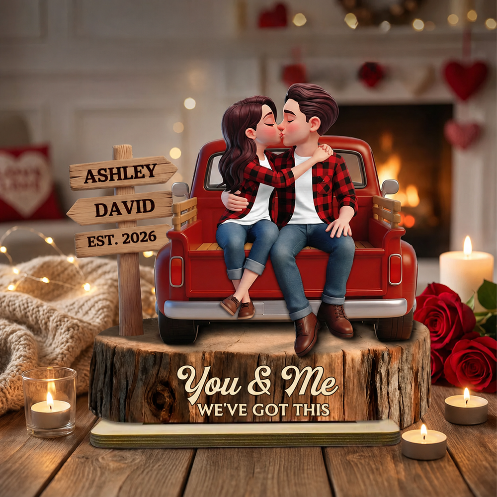 Personalised Anniversary Wooden Plaque - Couple and Truck
