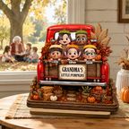 Personalised Wooden Plaque for Grandma - Children & Pumpkin Design