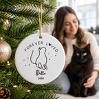 Personalised Pet Memorial Ceramic Christmas Ornament with Name