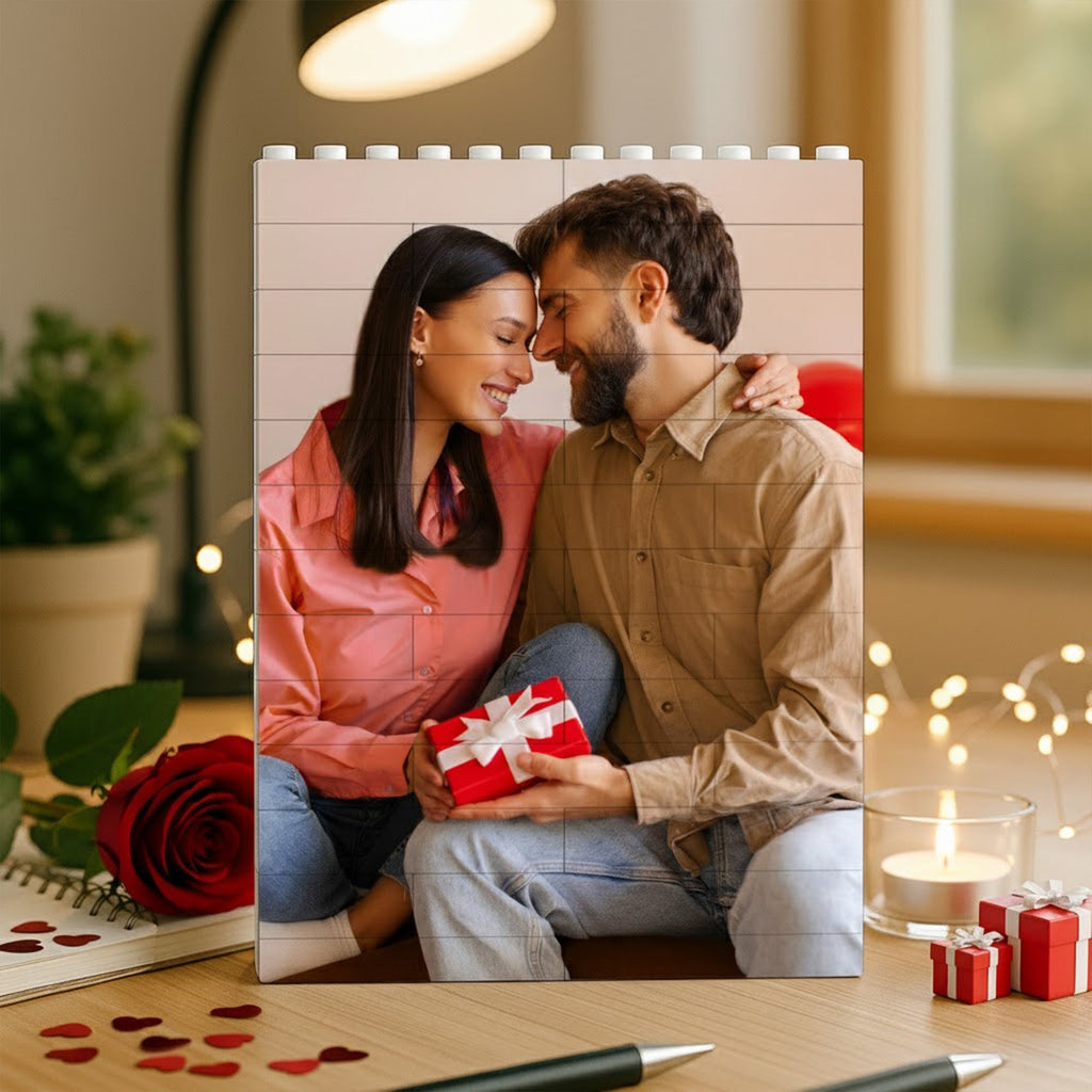 Personalised Building Brick Puzzle with Photo & Text Anniversay Gift