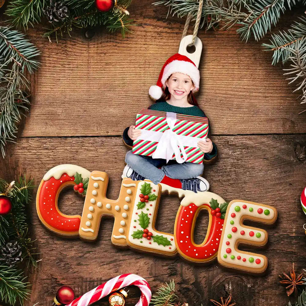 Personalised Wooden Christmas Ornament with Name & Photo