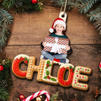 Personalised Wooden Christmas Ornament with Name & Photo