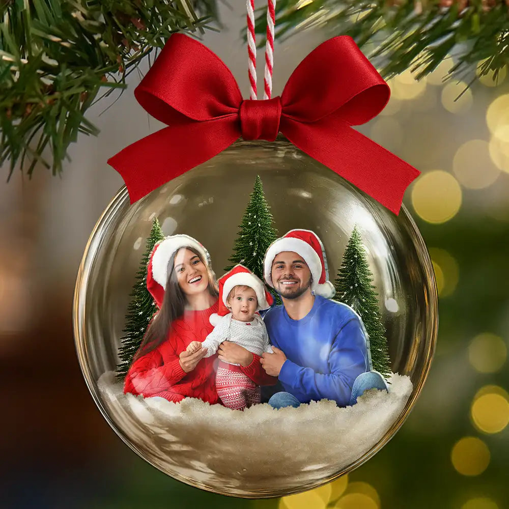 Personalised Family Photo Clear Christmas Bauble