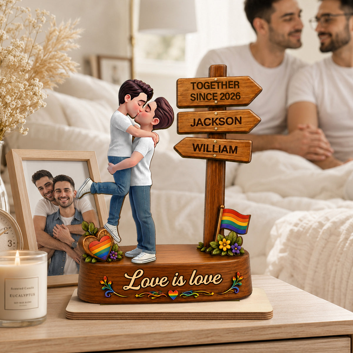 Personalised Anniversary Wooden Plaque for Same-Sex Couples - Together since...