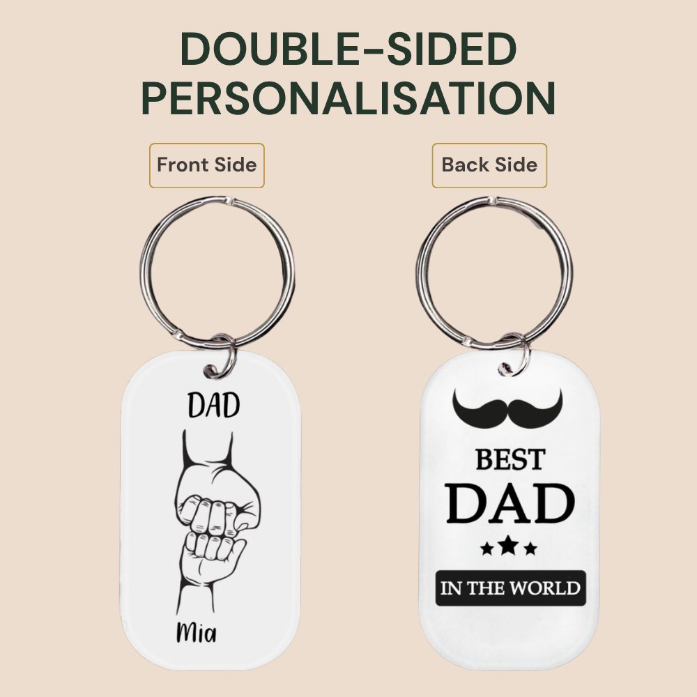 Personalised Best Dad Acrylic Keyring - Fist-Bump Design