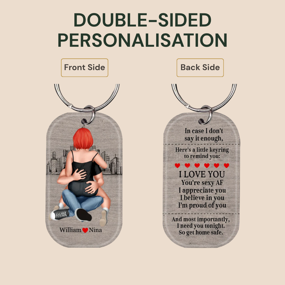 Personalised Couple Arylic Keyring - Couple Hugging Design