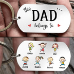 Personalised Stainless Steel Keyring with Children’s Names & Icons - This...belongs to Design