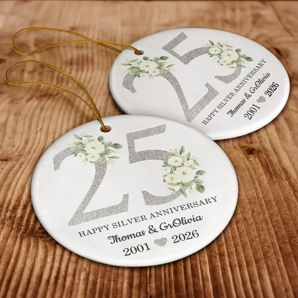 Personalised Wedding Anniversary Ceramic Ornament with Number & Name