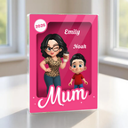 Personalised Pink Freestanding Acrylic Plaque - Mum/Grandma with Children Design