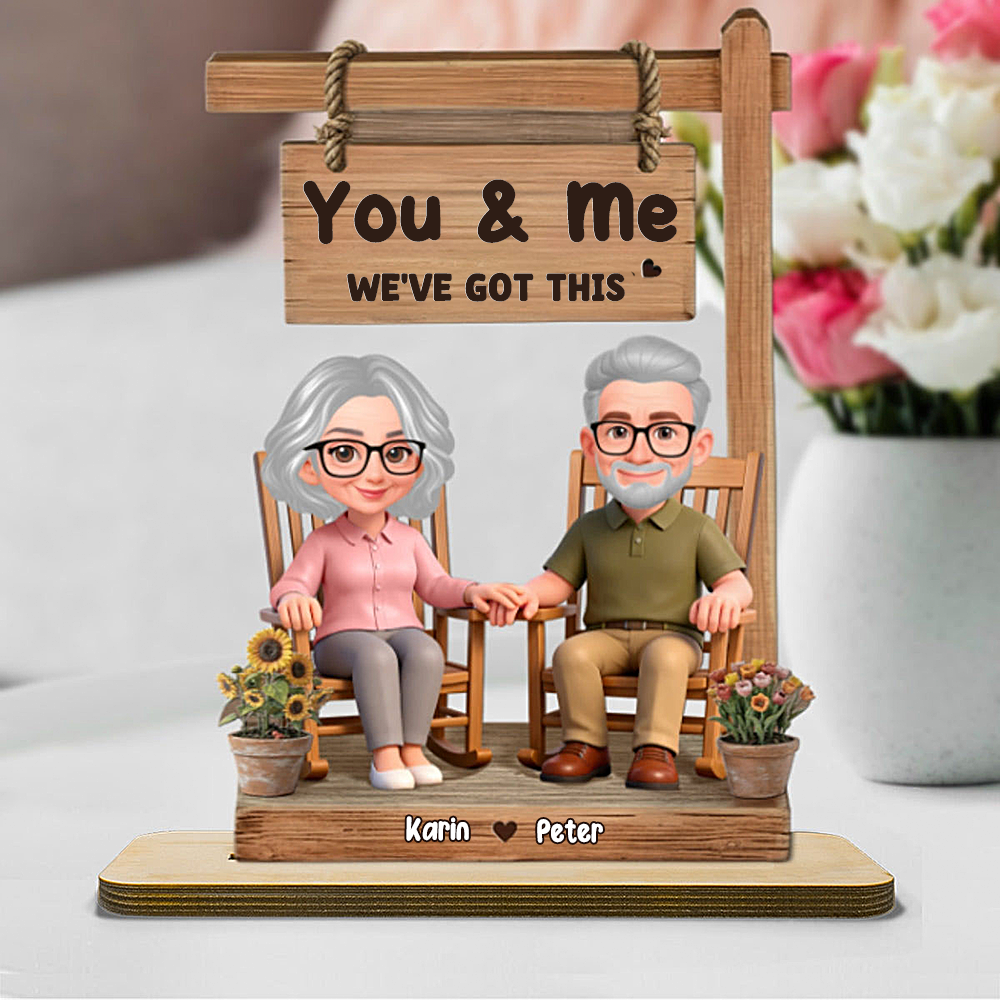 Personalised Couple Layered Wooden Plaque - Couple Sitting On Rocking Chair