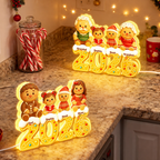 Personalised Family LED Light Box with Names - Gingerbread Man Design