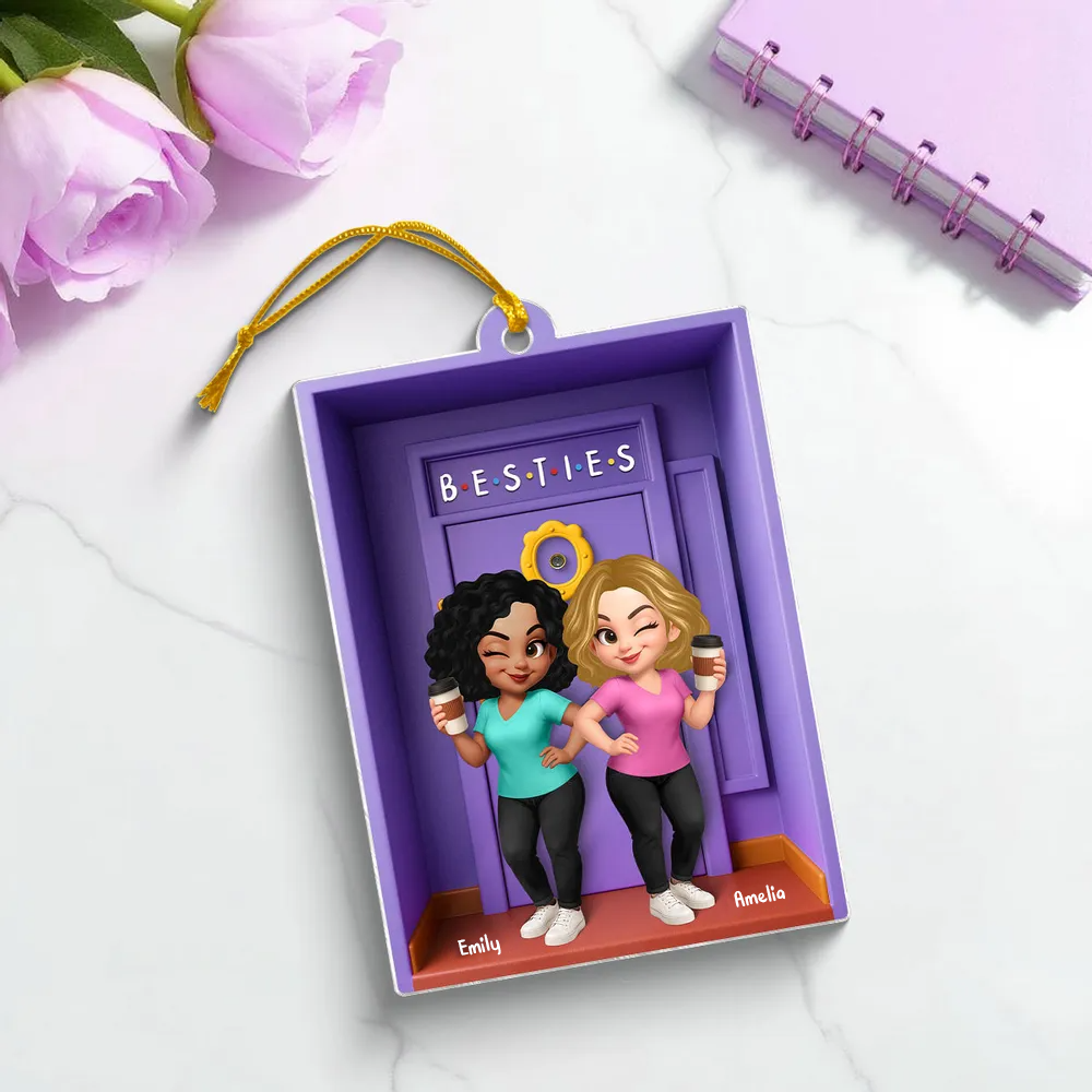 Personalised Acrylic Christmas Ornament for Bestie & Sister - Purple Door Design