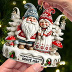 Personalised Couple Acrylic Christmas Ornament - Gnome Couple Design