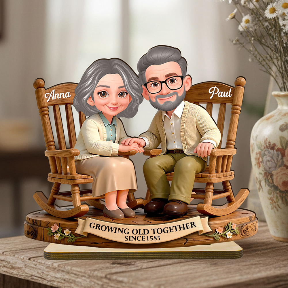 Personalised Anniversary 2D Wooden Plaque for Couple - Growing Old Together since...
