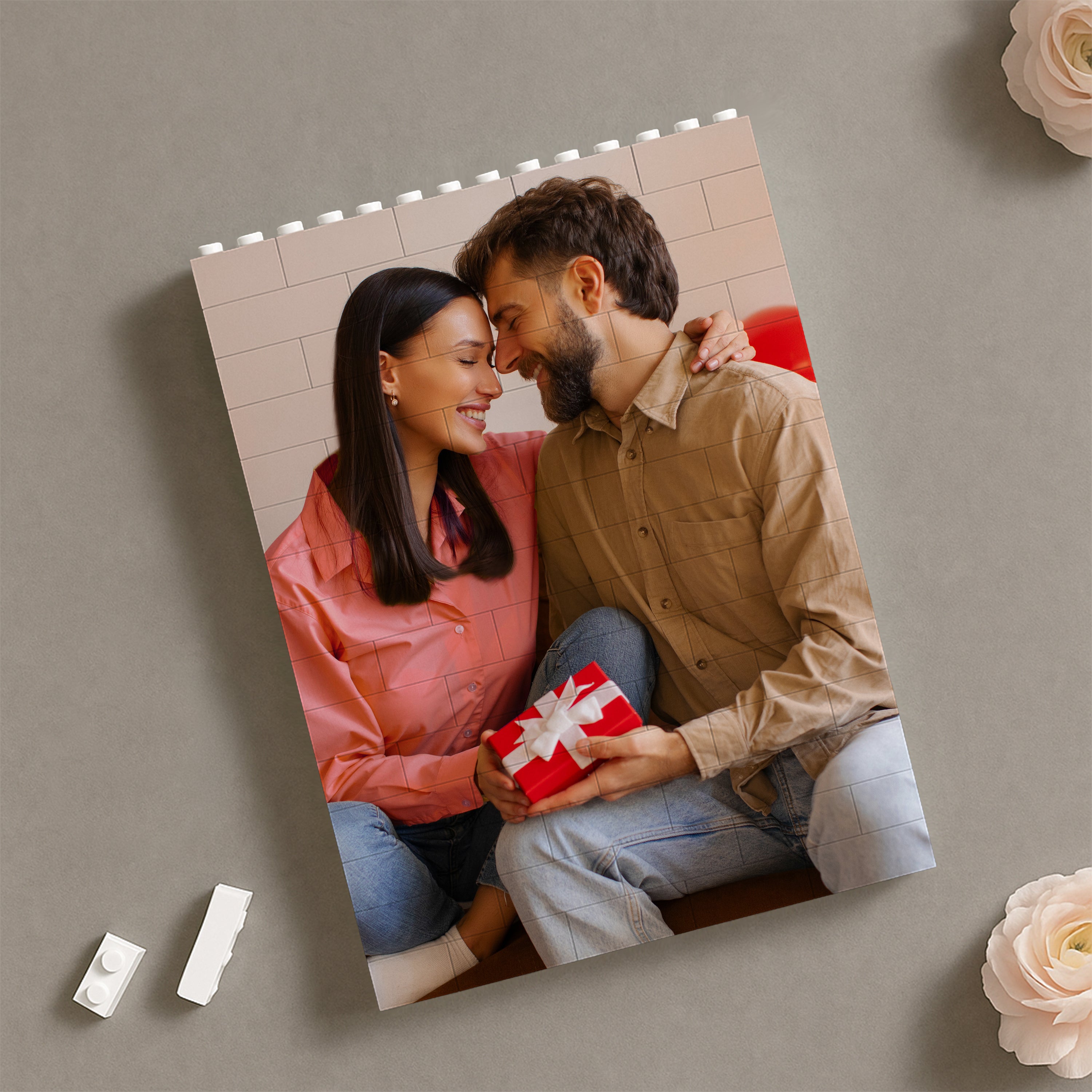 Personalised Building Brick Puzzle with Photo & Text Anniversay Gift