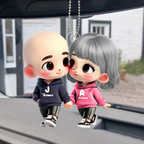 Personalised Couple Acrylic Hanging Ornament - Cartoon Character Design