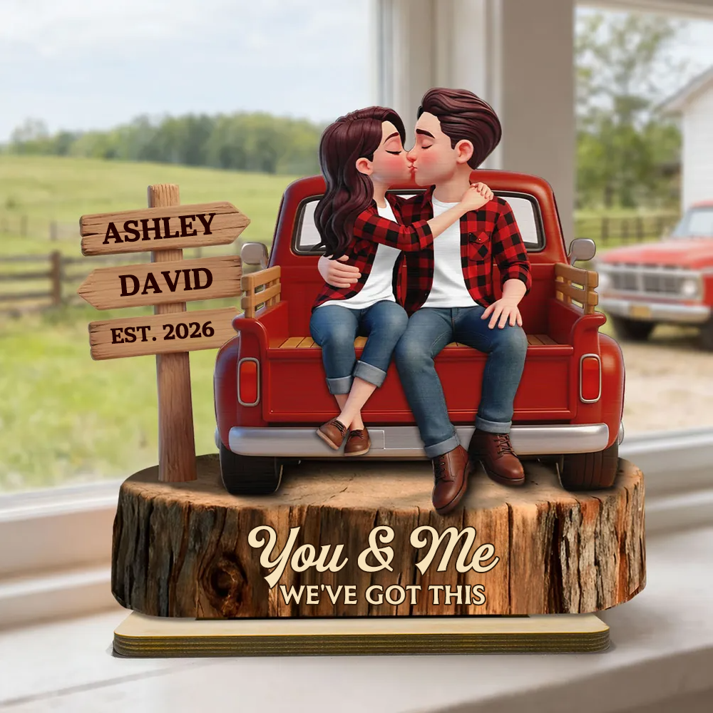 Personalised Anniversary Wooden Plaque - Couple and Truck