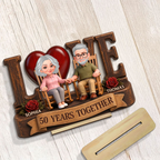 Personalised Anniversary Layered Wooden Plaque -  Love Couple Design