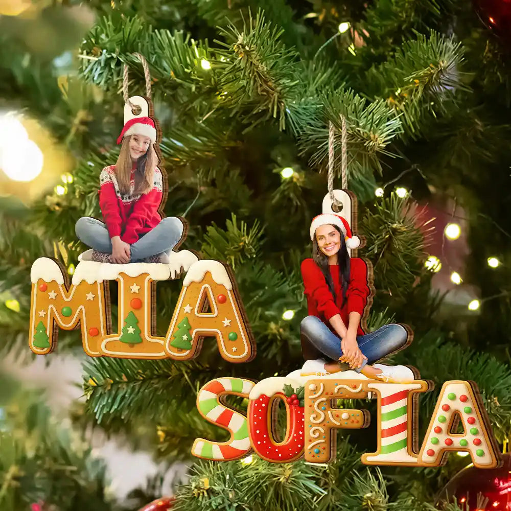 Personalised Wooden Christmas Ornament with Name & Photo