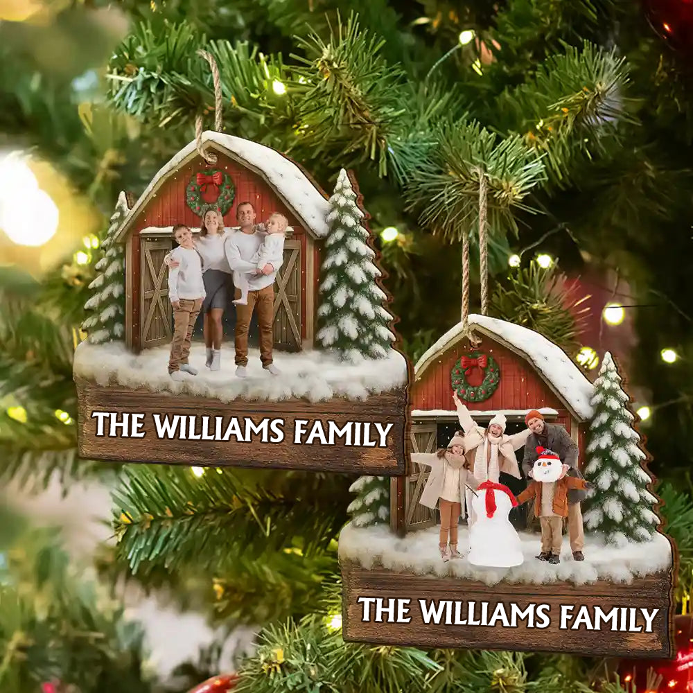 Personalised Family Wooden Christmas Ornament with Photo