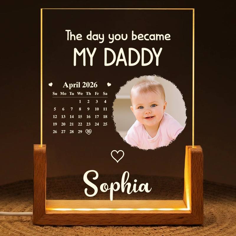 Personalised LED Night Light with Photo & Text - The Day you became my...