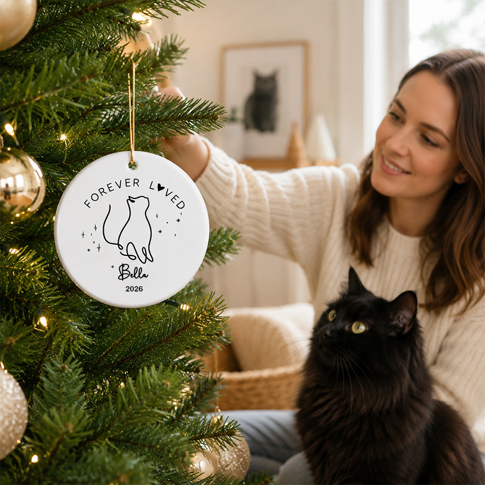 Personalised Pet Memorial Ceramic Christmas Ornament with Name