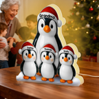 Personalised Grandad & Grandma LED Light Box with Names- Penguins Design