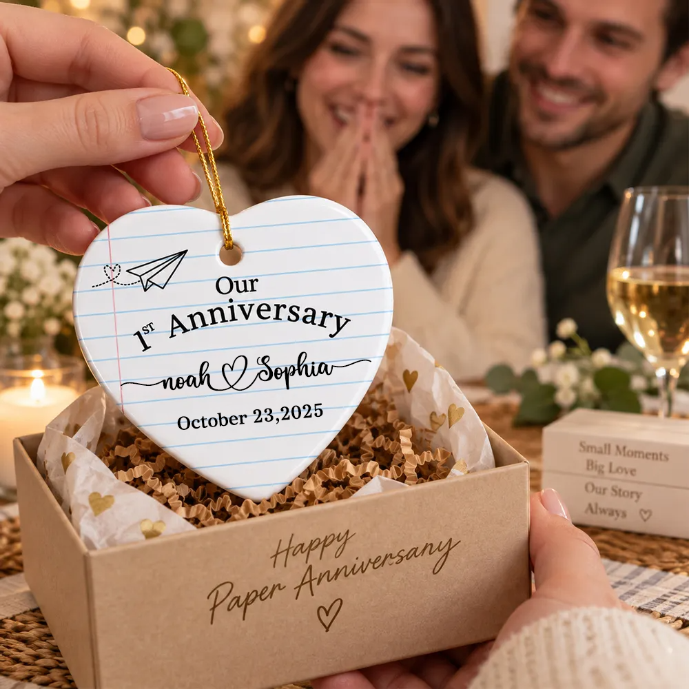 Personalised Ceramic Hanging Ornament - Our 1st Anniversary