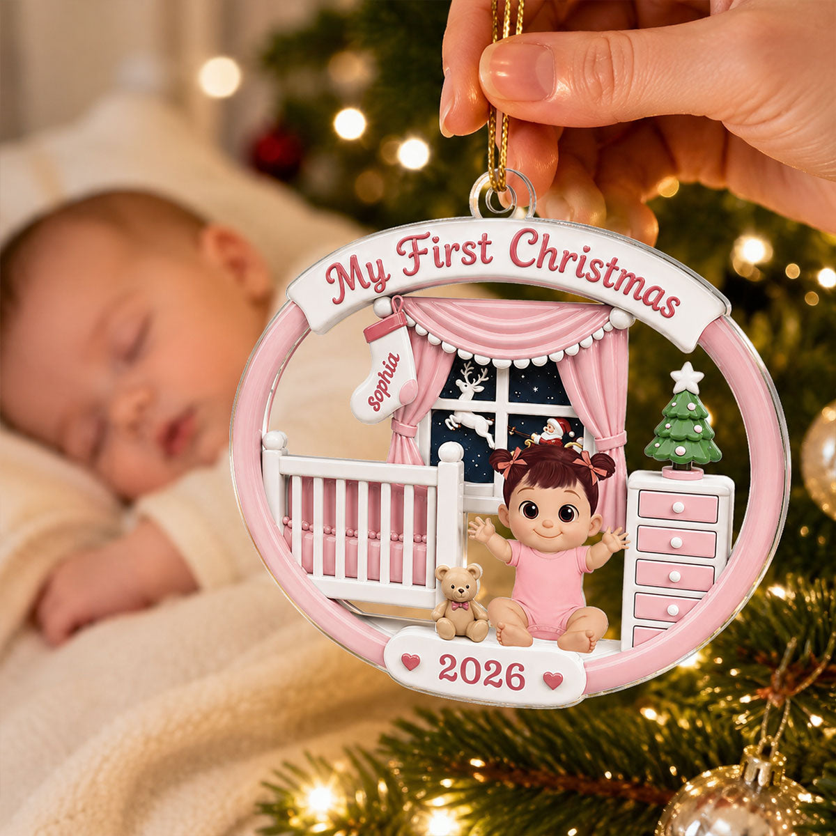Personalised Baby Acrylic Christmas Ornament - My First Christmas