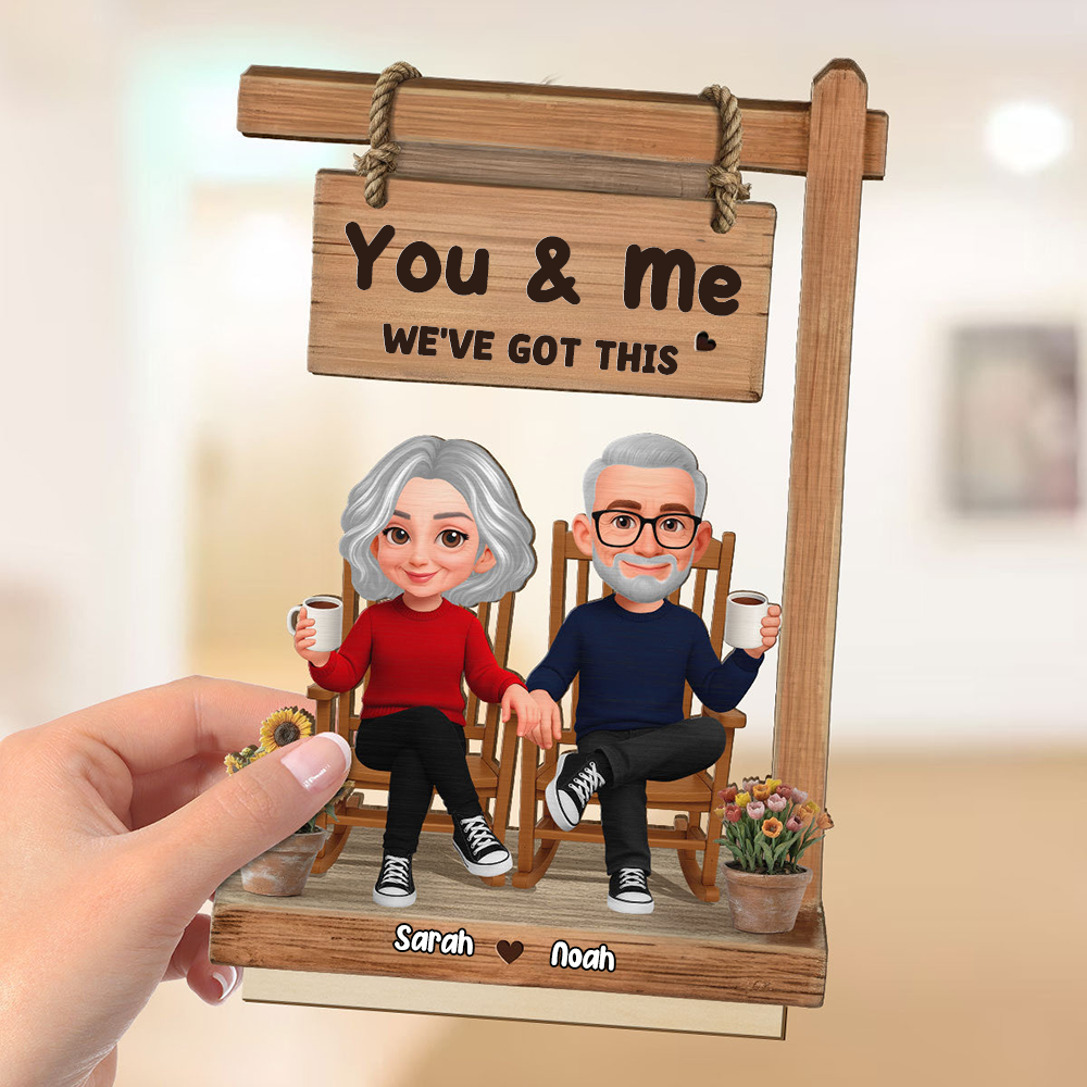 Personalised Couple Layered Wooden Plaque with Text