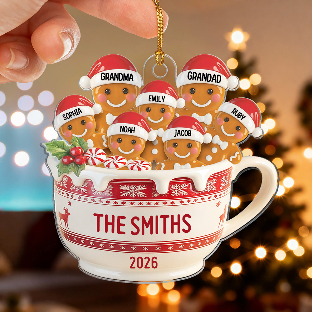 Personalised Acrylic Christmas Ornament - Gingerbread Man Design
