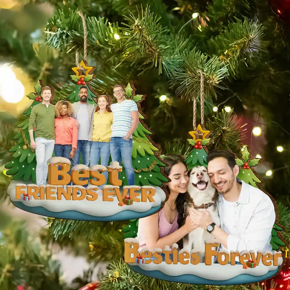 Personalised Wooden Christmas Ornament with Photo - For Sisters & Best Friends
