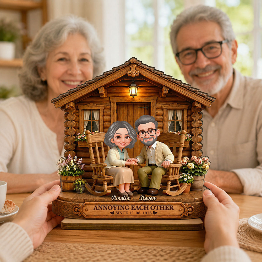 Personalised Couple Layered Wooden Plaque - Couple with House Design